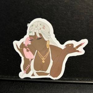 FEMALE ENJOYING A PHONE CALL STICKER